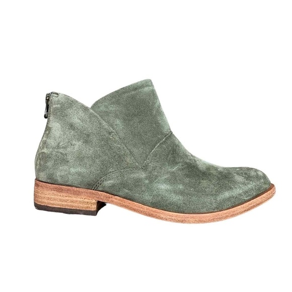 Kori-Ease | Ryder Green Leather Suede Zip Up Angle Booties - Picture 1 of 8